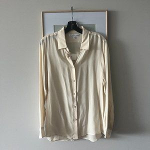 NWT Uniqlo Silk Long Sleeve Off White Blouse (Ines de la Fressange)